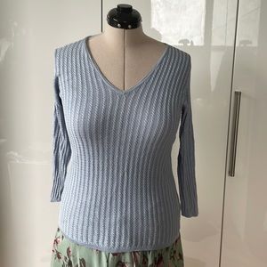 Brooks Brothers Jersey Top 3/4 sleeves Color-Blue Size-Small